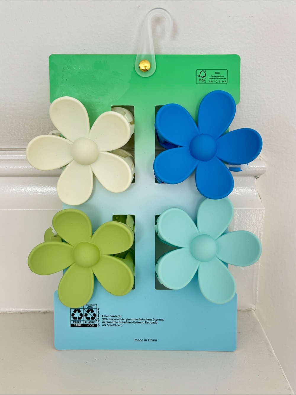 piper•k Floral Hair Clips - Blue, Cream, Mint, Lime - Picture 2 of 2